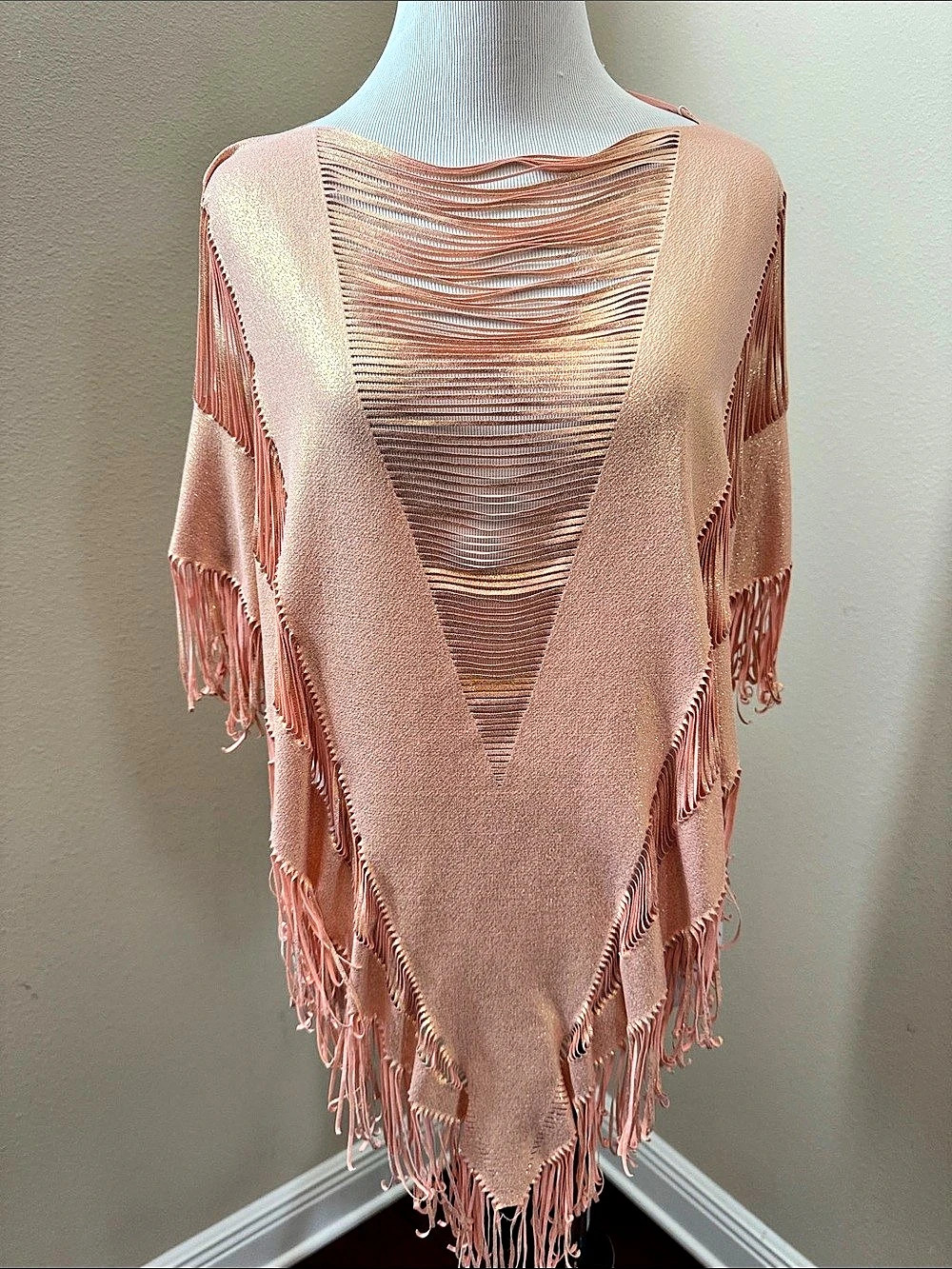 Beach Bunny Fringe Poncho in Pink NWT